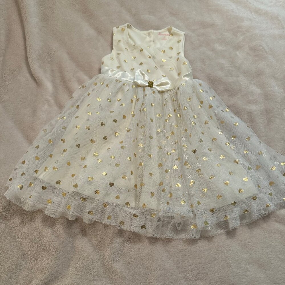 Nannette Baby Ivory and Gold Formal Dress Size 2T